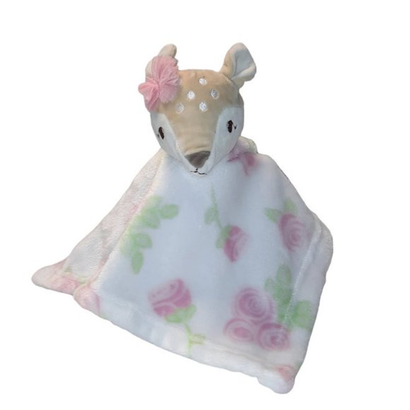 2021 Hudson Baby HB Plush Fawn Deer Floral Baby Lovey Security Blanket 14" - Picture 1 of 6